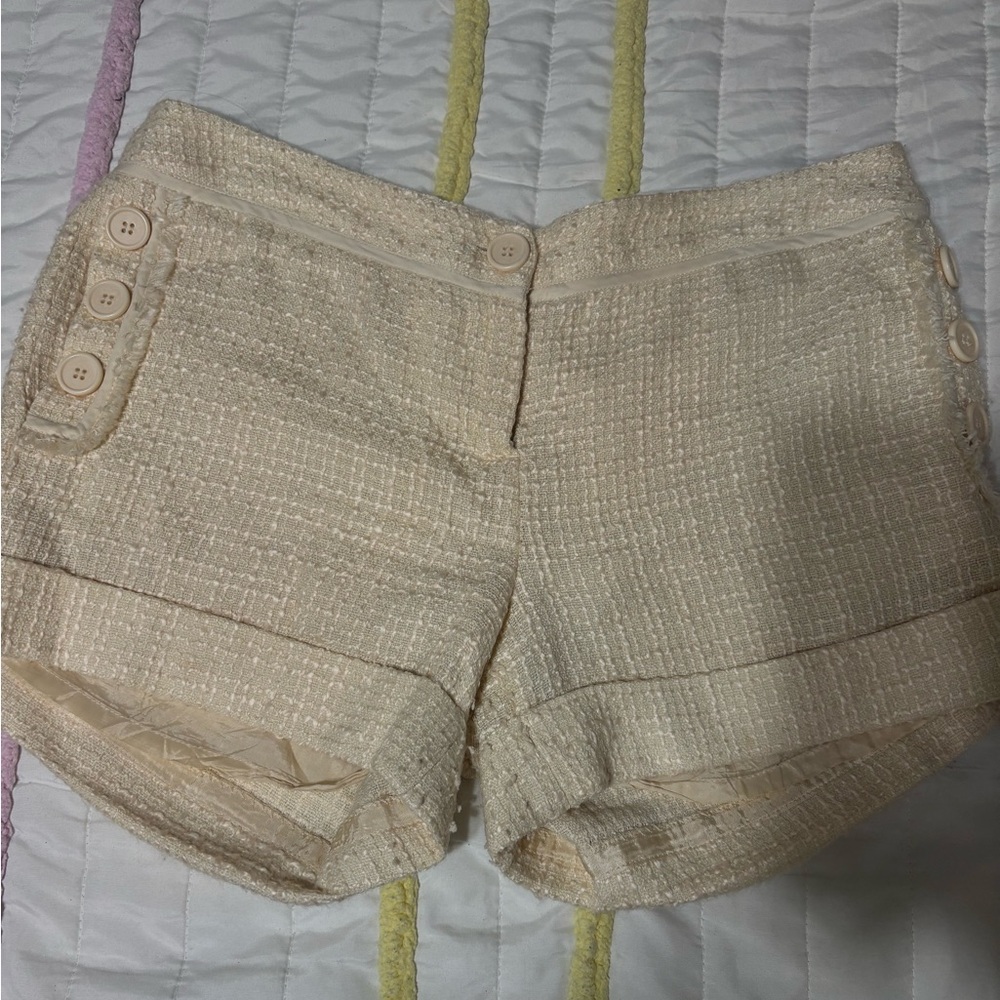 BCBGirls Cream Tweed High-Waist Shorts
